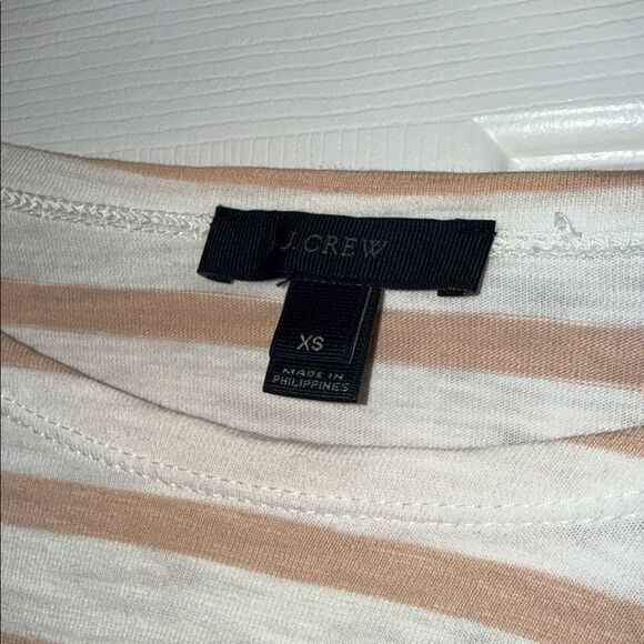 J. Crew Tan and White sequins Striped Long Sleeve Top Xs EUC - Picture 2 of 9